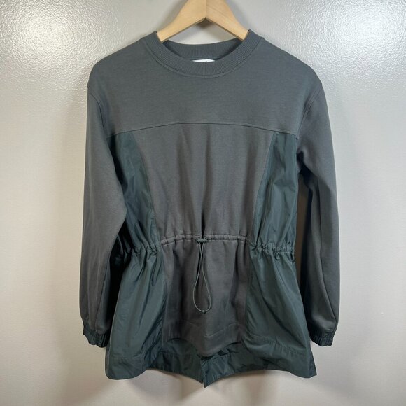 Athleta Triumph Hybrid Crewneck Sweatshirt Size Small Green Athletic Cozy Comfy - Picture 1 of 10